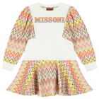 Girls Ivory, Pink & Yellow Logo Dress, 1, hi-res