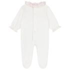 Baby Girls Ivory Velour Babygrow, 1, hi-res