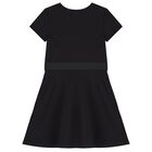 Girls Black Logo Dress, 1, hi-res
