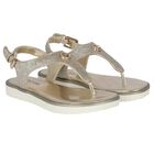 Girls Ivory & Gold Sandals, 1, hi-res