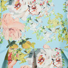 Girls Blue Floral Satin Dress, 1, hi-res