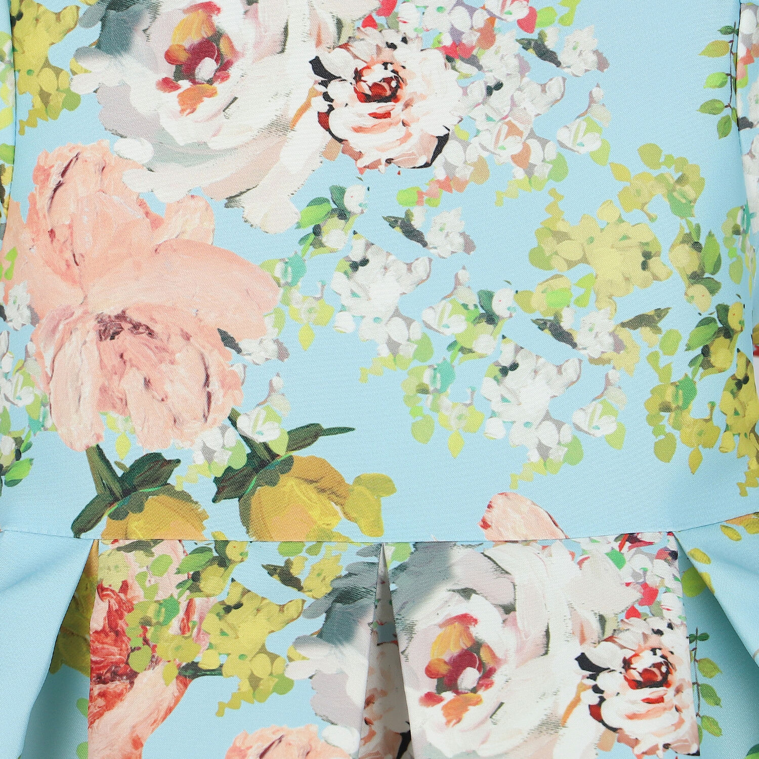 Girls Blue Floral Satin Dress, 1, hi-res