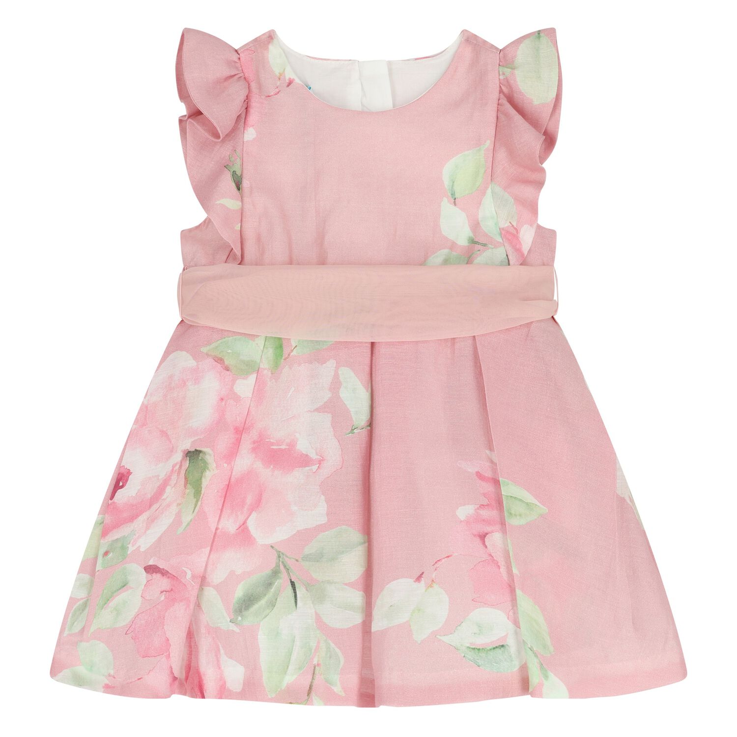 Younger Girls Pink Flower Dress, 1, hi-res