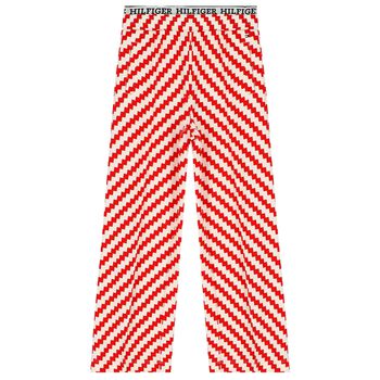 Girls Ivory & Red Zigzag Striped Trousers