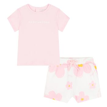 Younger Girls Pink Logo Shorts Set