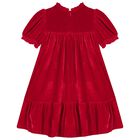Girls Red Bow Velvet Dress, 1, hi-res