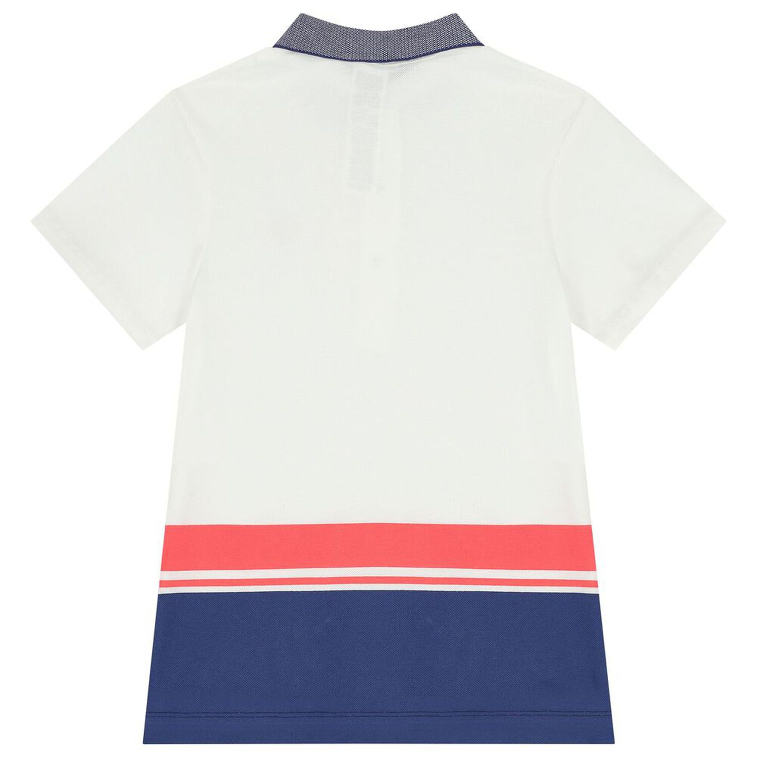 Boys White Striped Polo Shirt, 1, hi-res image number null