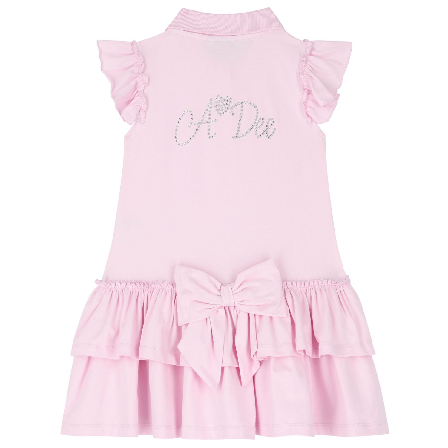 Girls Pink Cotton Frill Tennis Dress, 1, hi-res image number null