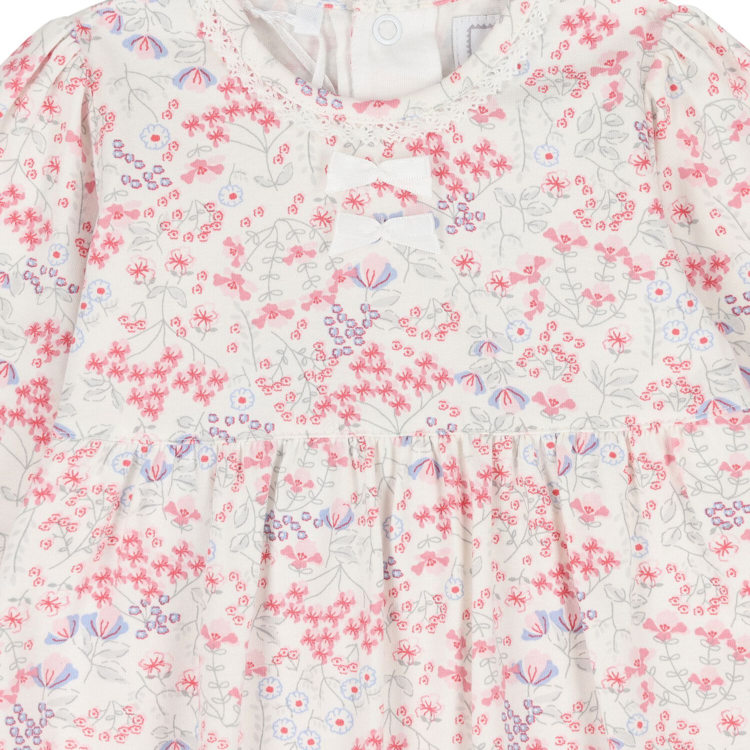 Baby Girls White & Pink Floral Babygrow Set, 1, hi-res