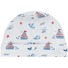 Baby Boys White Sail & Whale Hat, 1, hi-res