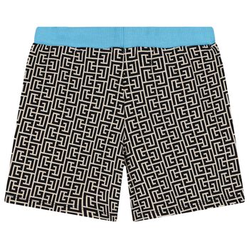 Younger Beige & Blue Logo Shorts