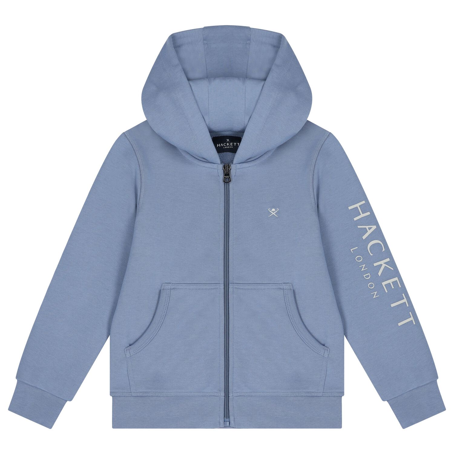 Boys Blue Logo Hooded Zip Up Top, 1, hi-res image number null