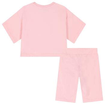 Girls Pink Teddy Bear Cycling Shorts Set
