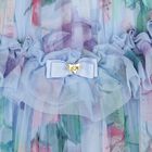 Baby Girls Blue Floral Tulle Dress , 1, hi-res