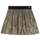 Girls Gold Pleated Skirt, 1, hi-res