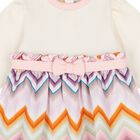 Younger Girls Ivory & Pink Zig Zag Dress, 1, hi-res