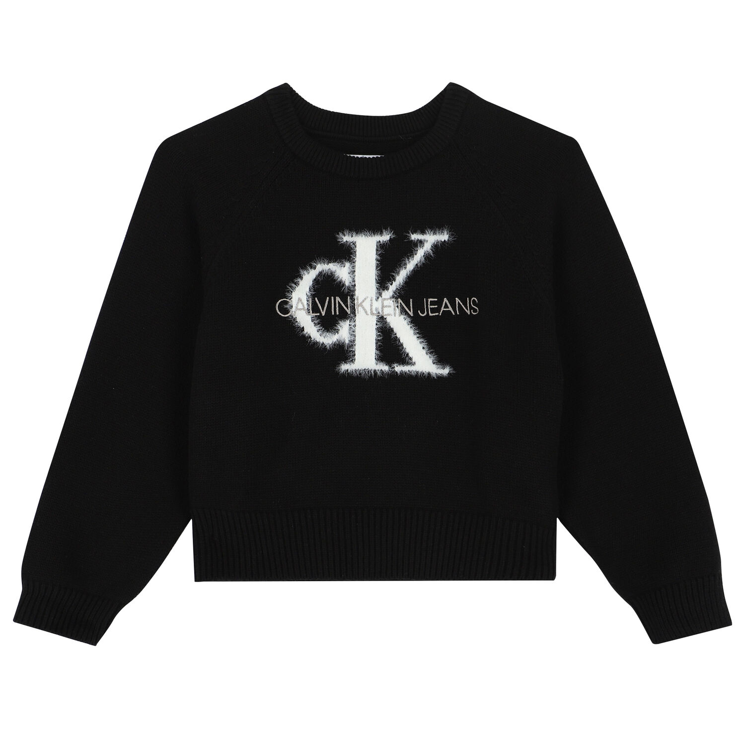 Girls Black Logo Knitted Top, 1, hi-res