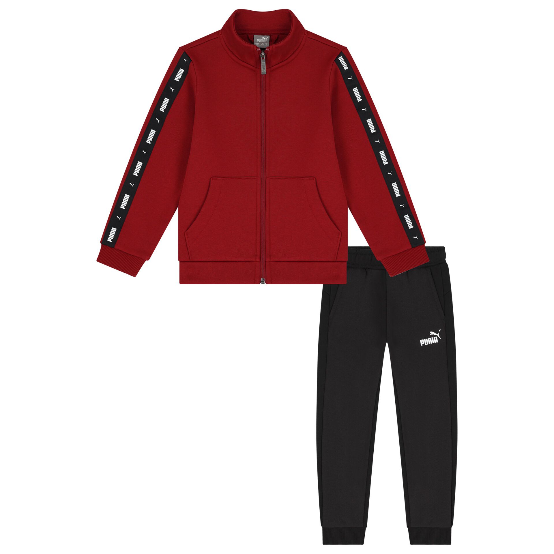 Puma Boys Red Black Logo Tracksuit Junior Couture UK