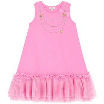 Girls Pink Embellished Tulle Dress