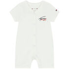 Baby Boys White Logo Romper, 2, hi-res