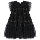 Girls Black Sequin Tulle Dress, 1, hi-res