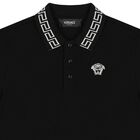 Boys Black Logo Polo Shirt, 1, hi-res