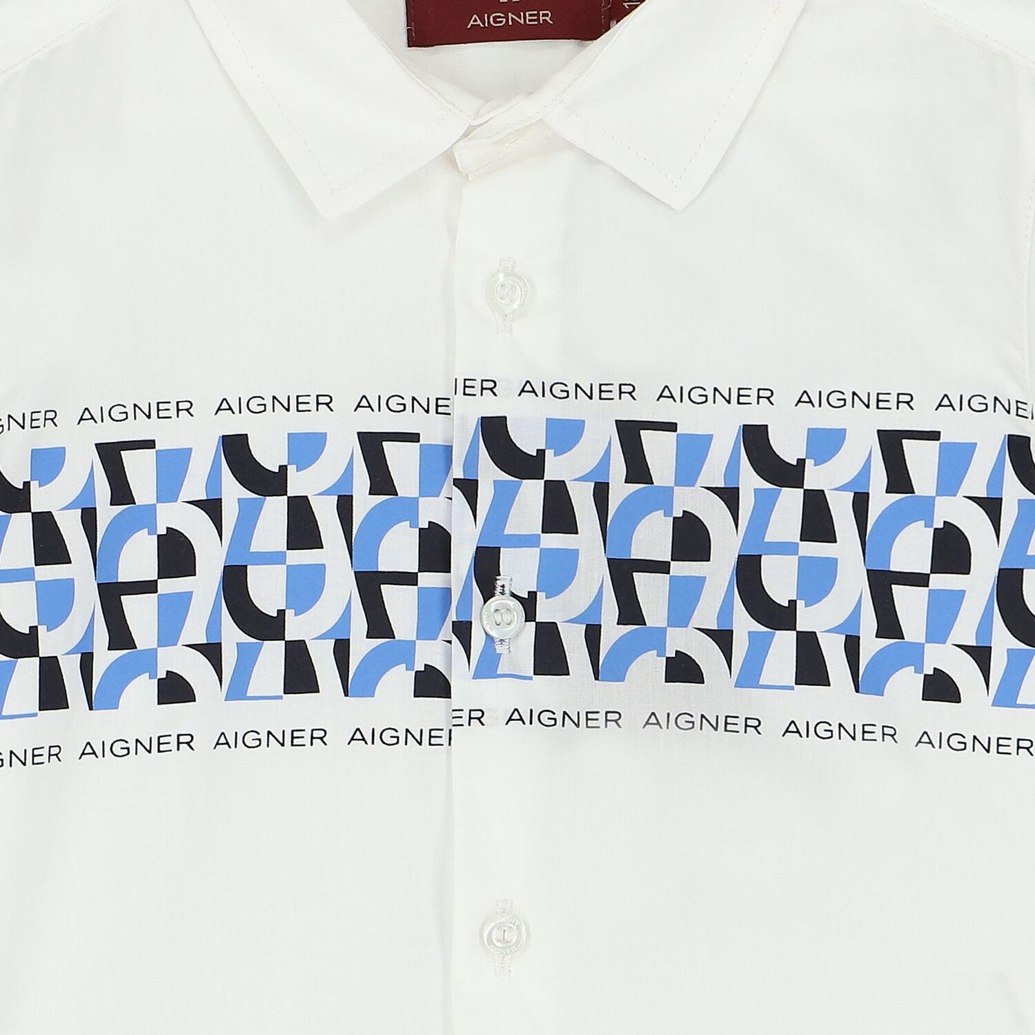 Younger Boys White & Blue Logo Shirt, 2, hi-res