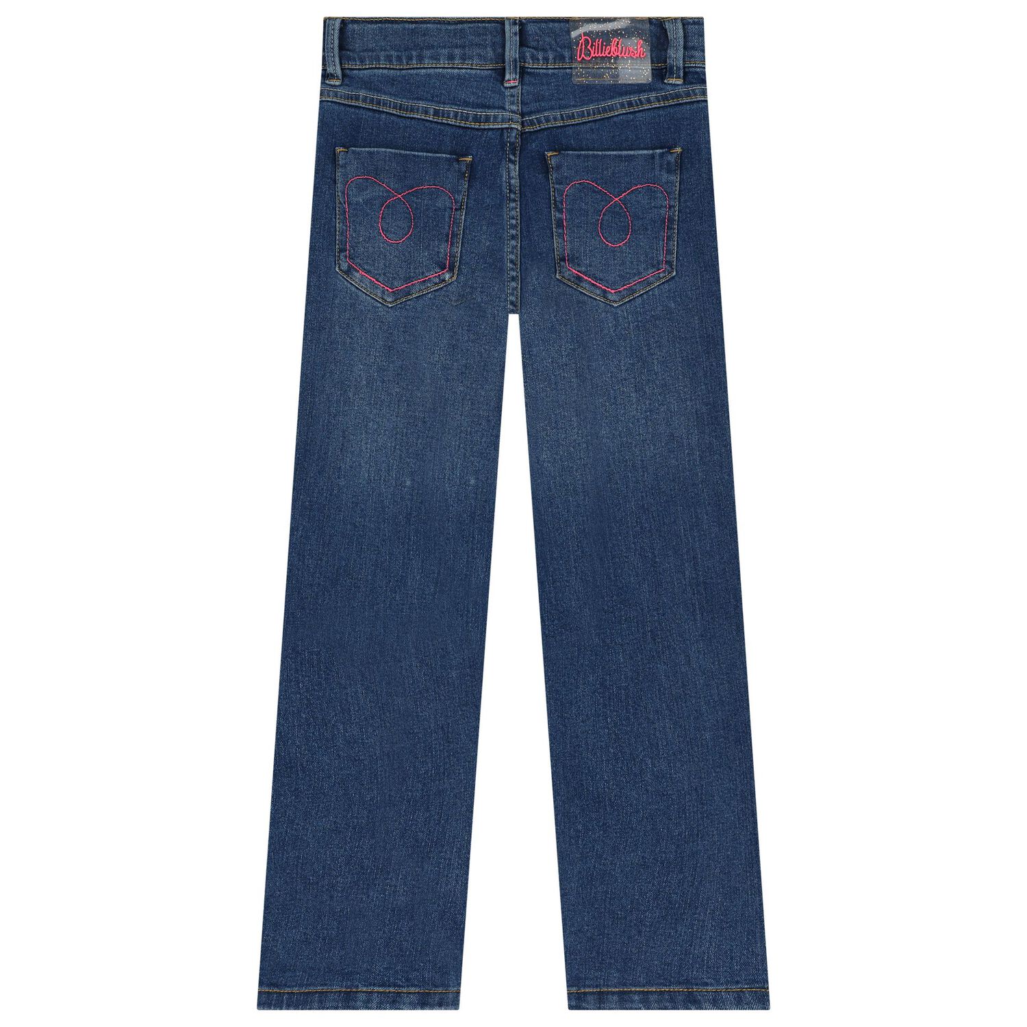 Girls Blue Hearts Denim Jeans, 1, hi-res image number null