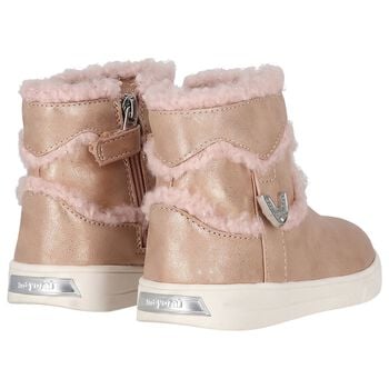 Younger Girls Gold Faux Fur Boots