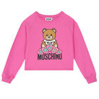 Girls Pink Teddy Logo Sweatshirt, 1, hi-res