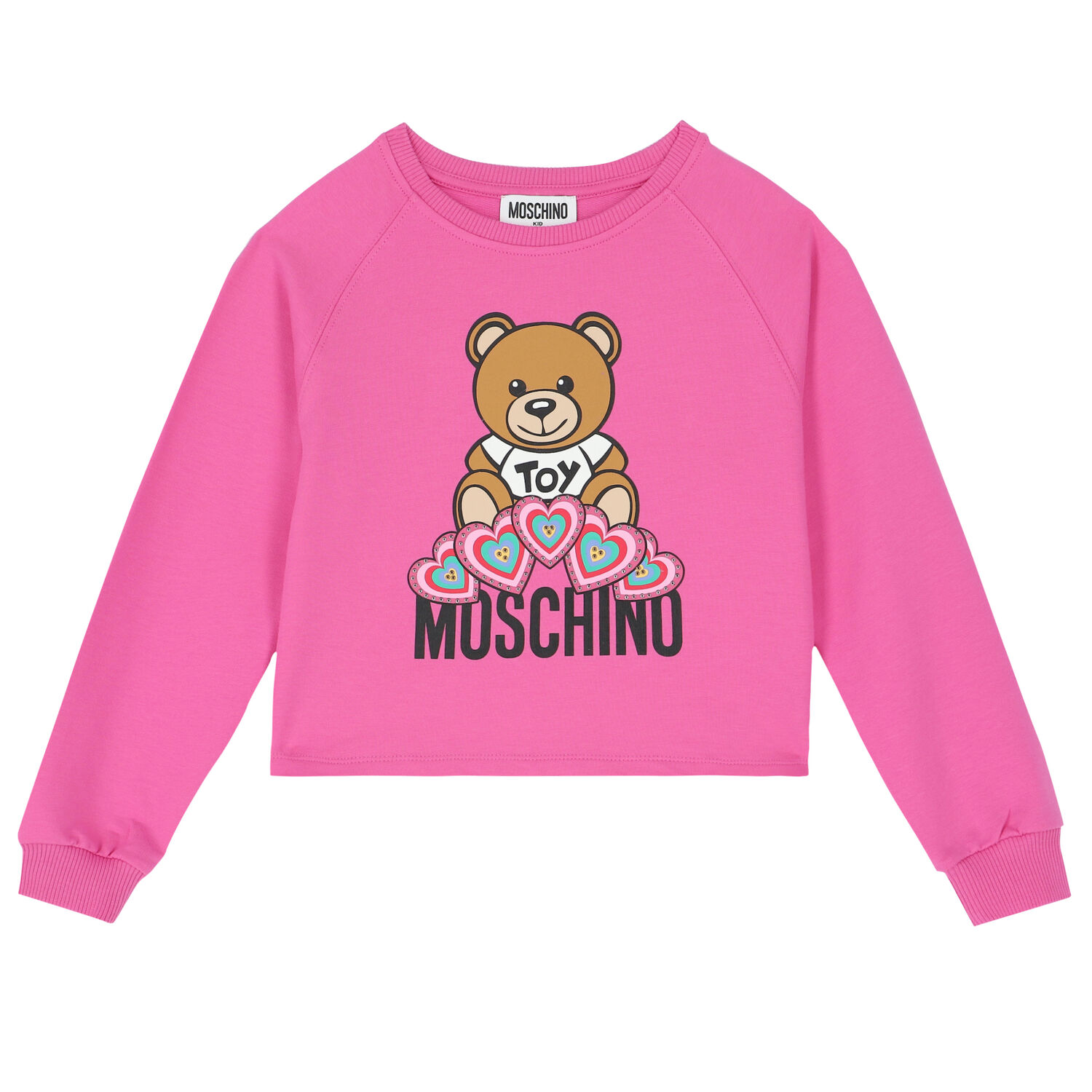 Girls Pink Teddy Logo Sweatshirt, 1, hi-res