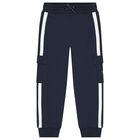 Boys Navy Blue Logo Joggers, 2, hi-res