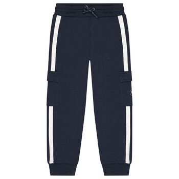 Boys Navy Blue Logo Joggers