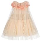 Girls Pink 3D Flower Tulle Dress, 1, hi-res