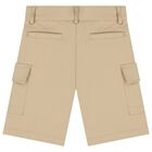 Boys Beige Logo Shorts, 1, hi-res