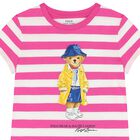 Girls White & Pink Striped T-Shirt, 1, hi-res