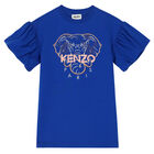Girls Blue Logo Elephant Dress, 1, hi-res