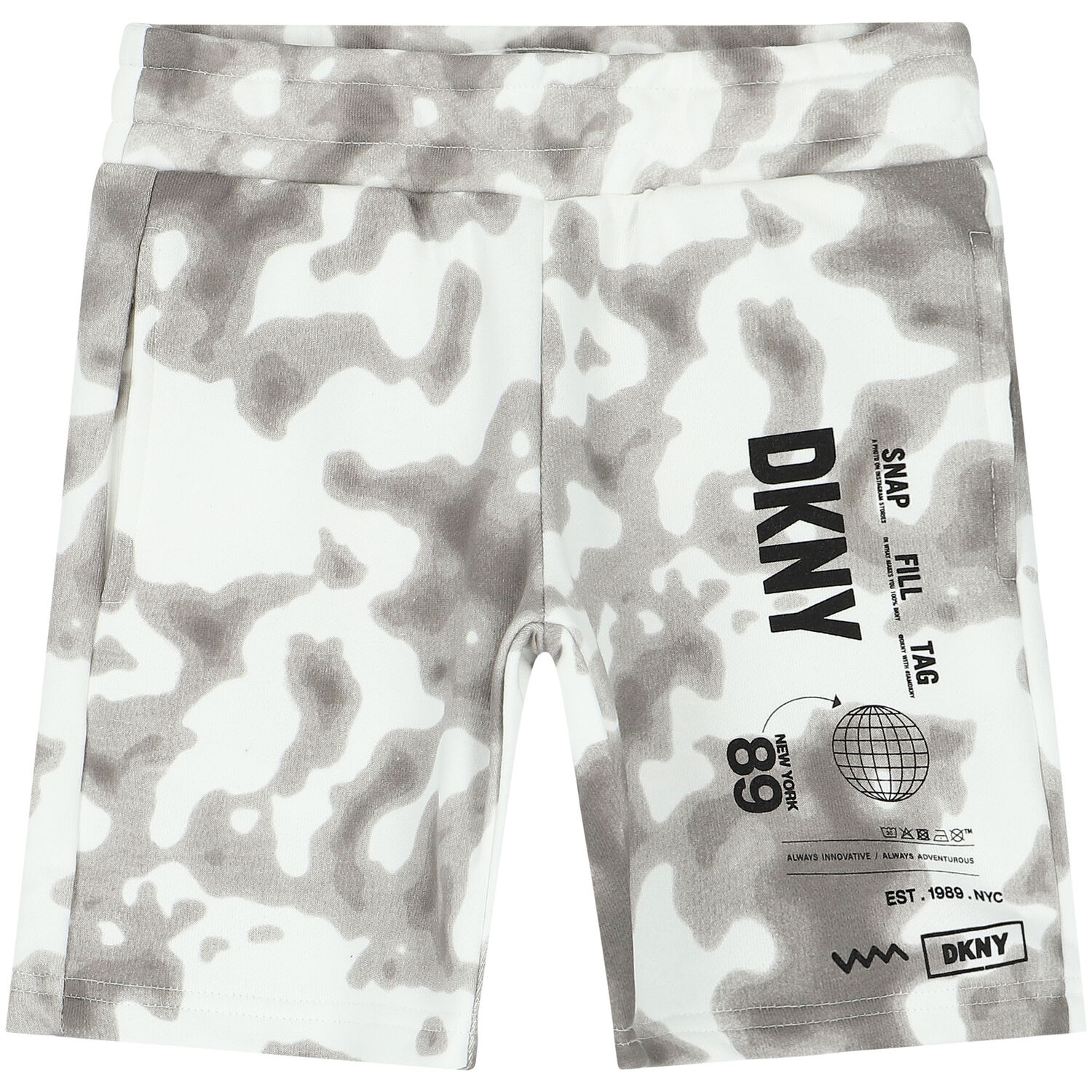 White & Grey Logo Shorts, 1, hi-res