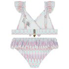 Girls Multi-Coloured Ruffled Bikini, 1, hi-res