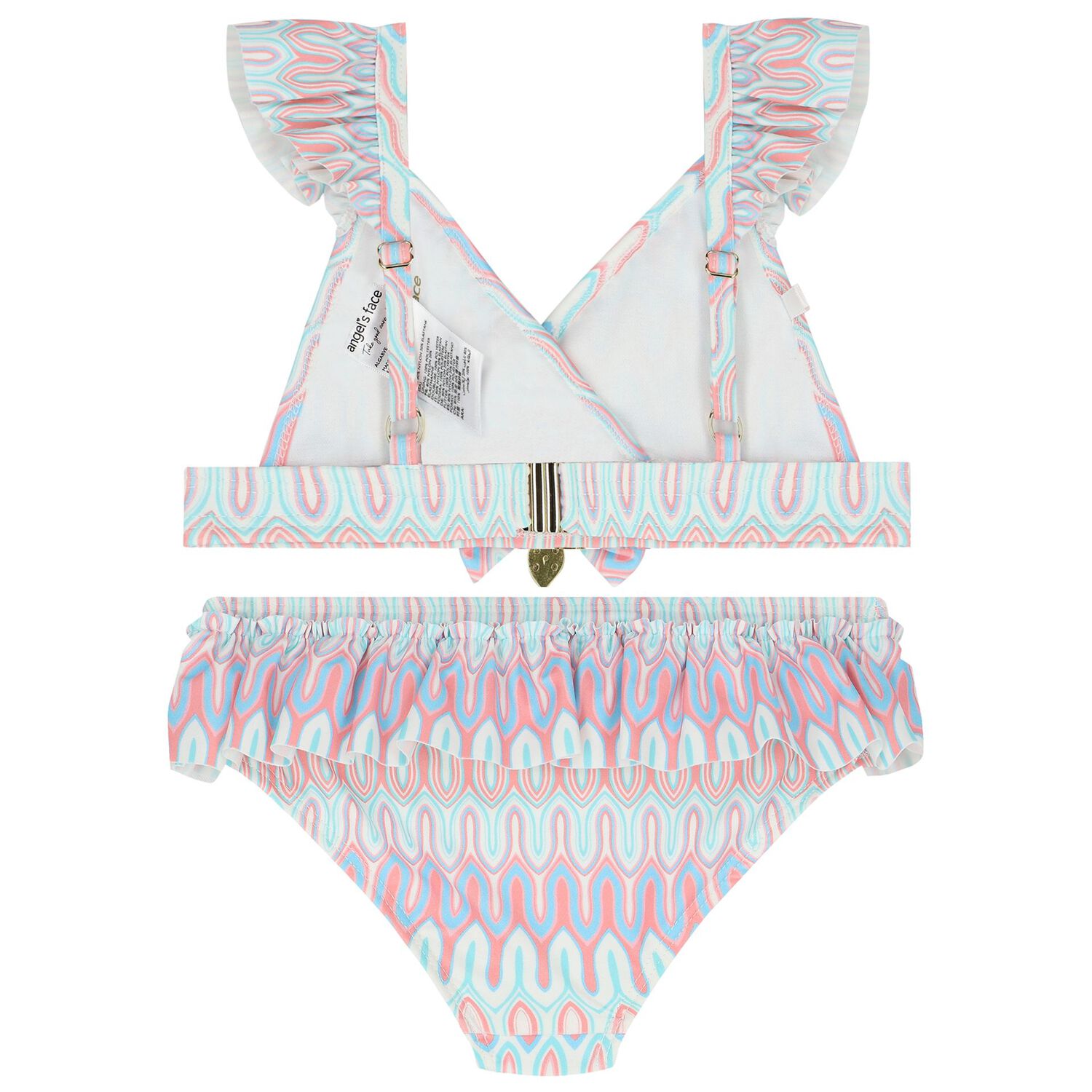 Girls Multi-Coloured Ruffled Bikini, 1, hi-res