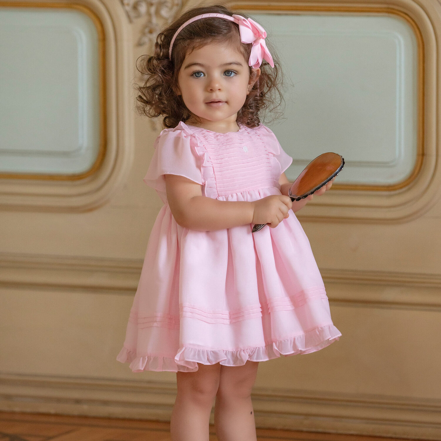 Baby Girls Pink Pleated Dress, 2, hi-res image number null