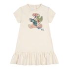 Baby Girls Ivory Patchwork Bear Dress Set, 1, hi-res