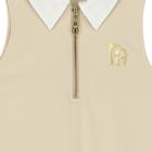 Girls Beige & Gold Logo Dress, 2, hi-res