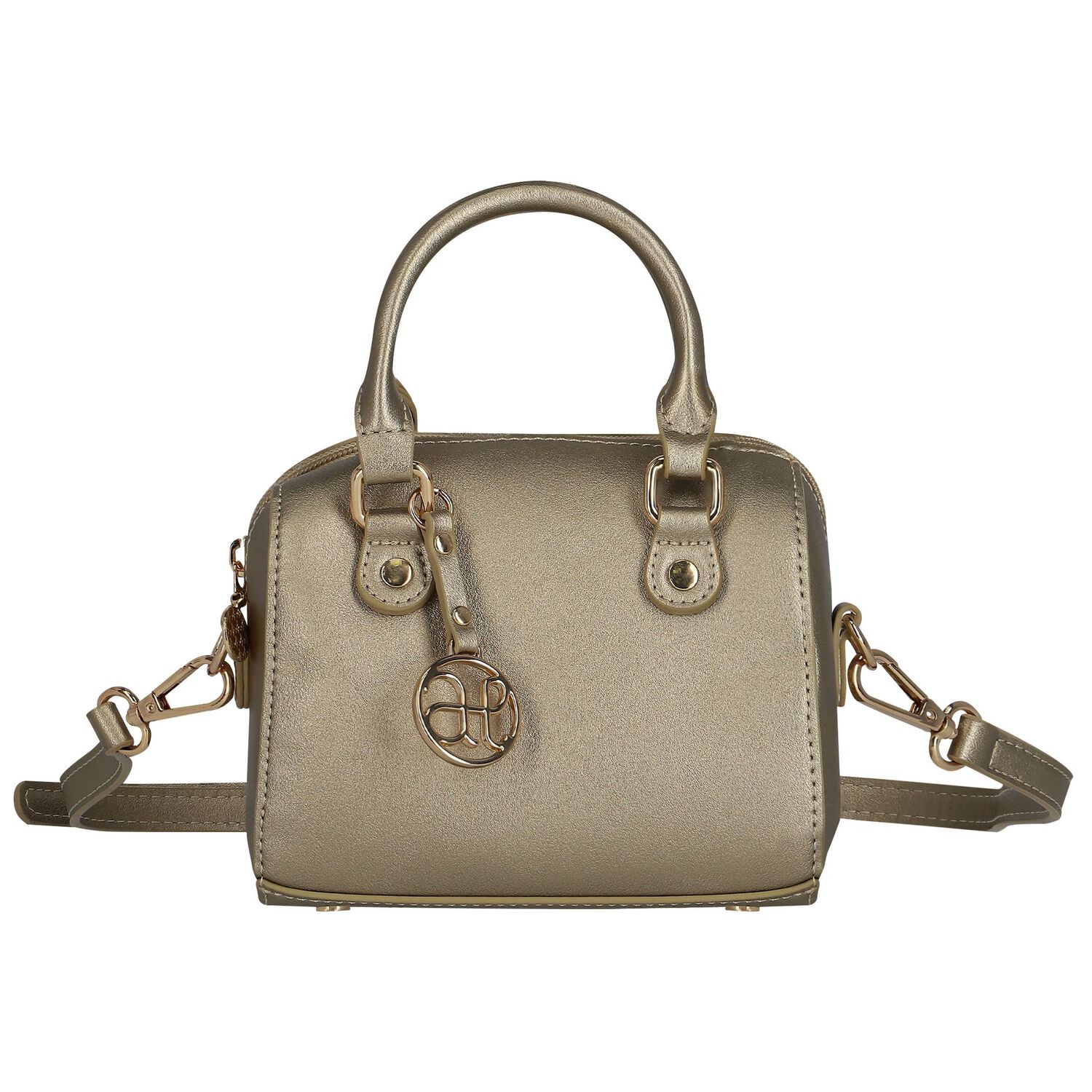 Girls Gold Faux Leather Handbag, 1, hi-res image number null