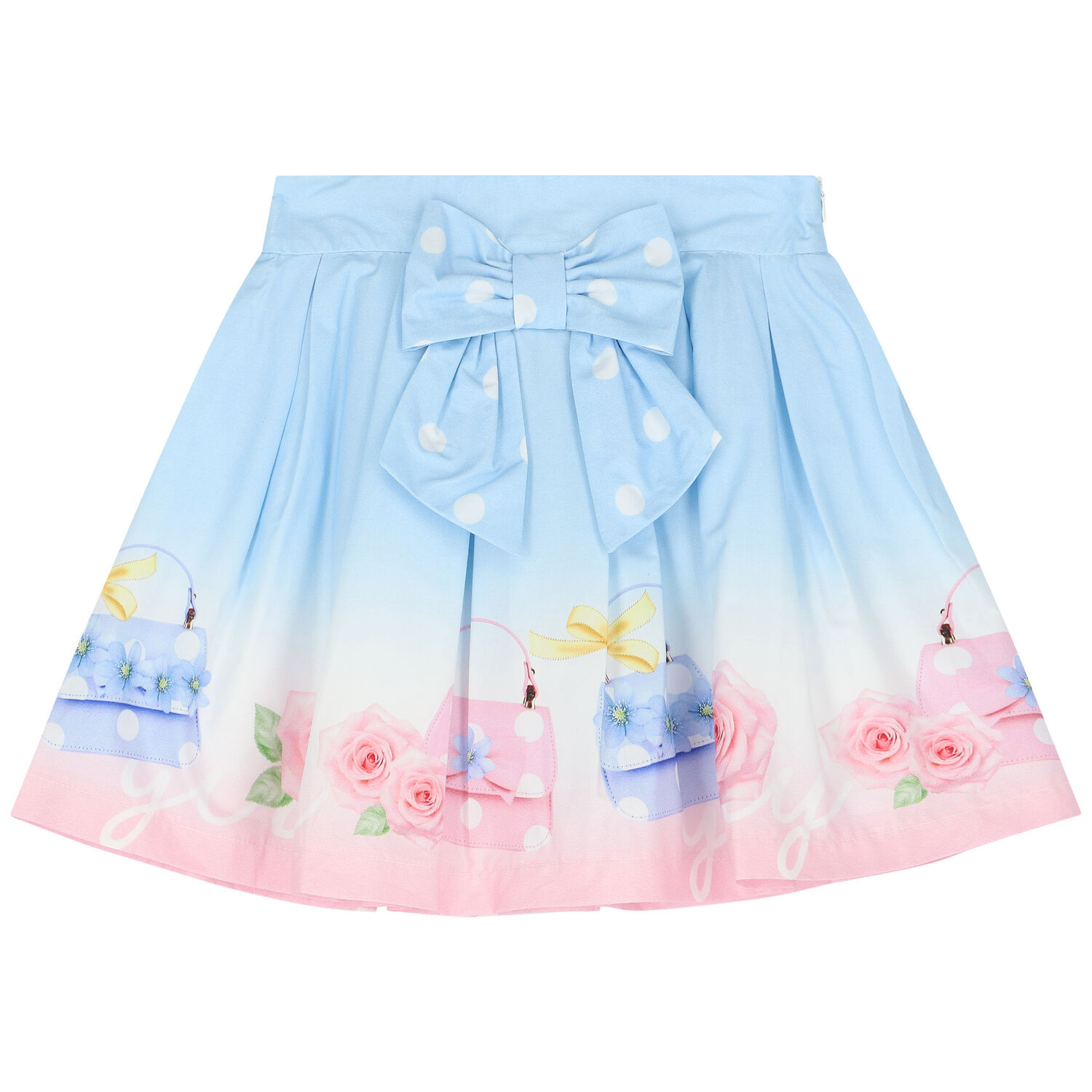 Girls Ivory & Blue Floral Skirt Set, 1, hi-res image number null
