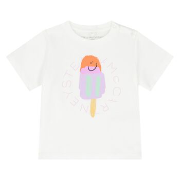 Younger Girls White Logo Ice Lolly T-Shirt
