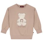 Girls Beige Faux Fur Teddy Bear Sweatshirt, 3, hi-res