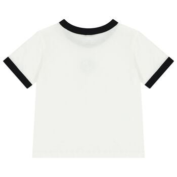 Girls White & Black Logo T-Shirt
