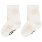 Baby Girls Pink & Ivory Flower Socks ( 2 Pack ), 1, hi-res
