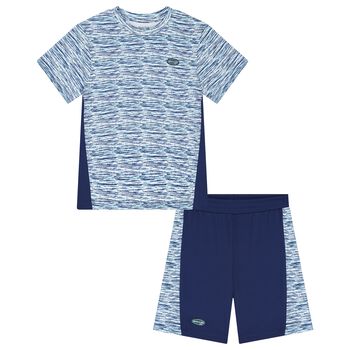 Boys Blue & White Logo Shorts Set